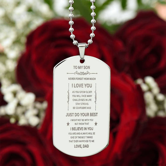 Gift for Son, Personalized Dog Tag Necklace