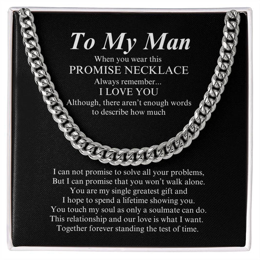 "To My Man" Promise Necklace" Cuban Link Chain